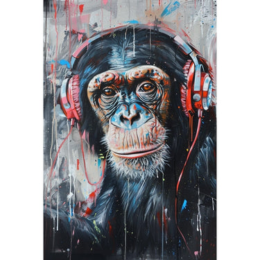 Monkey Headphones Painting